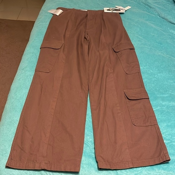 CARGO PANT Tinseltown hi-rise‎ junior 5/27 BROWN LOTS OF POCKETS SUPER WIDE LEG - Picture 5 of 16